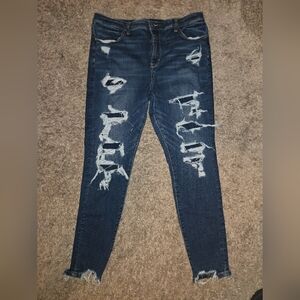 American Eagle, Dark, Distressed, High Rise, Next Level Stretch Jegging/ Skinny